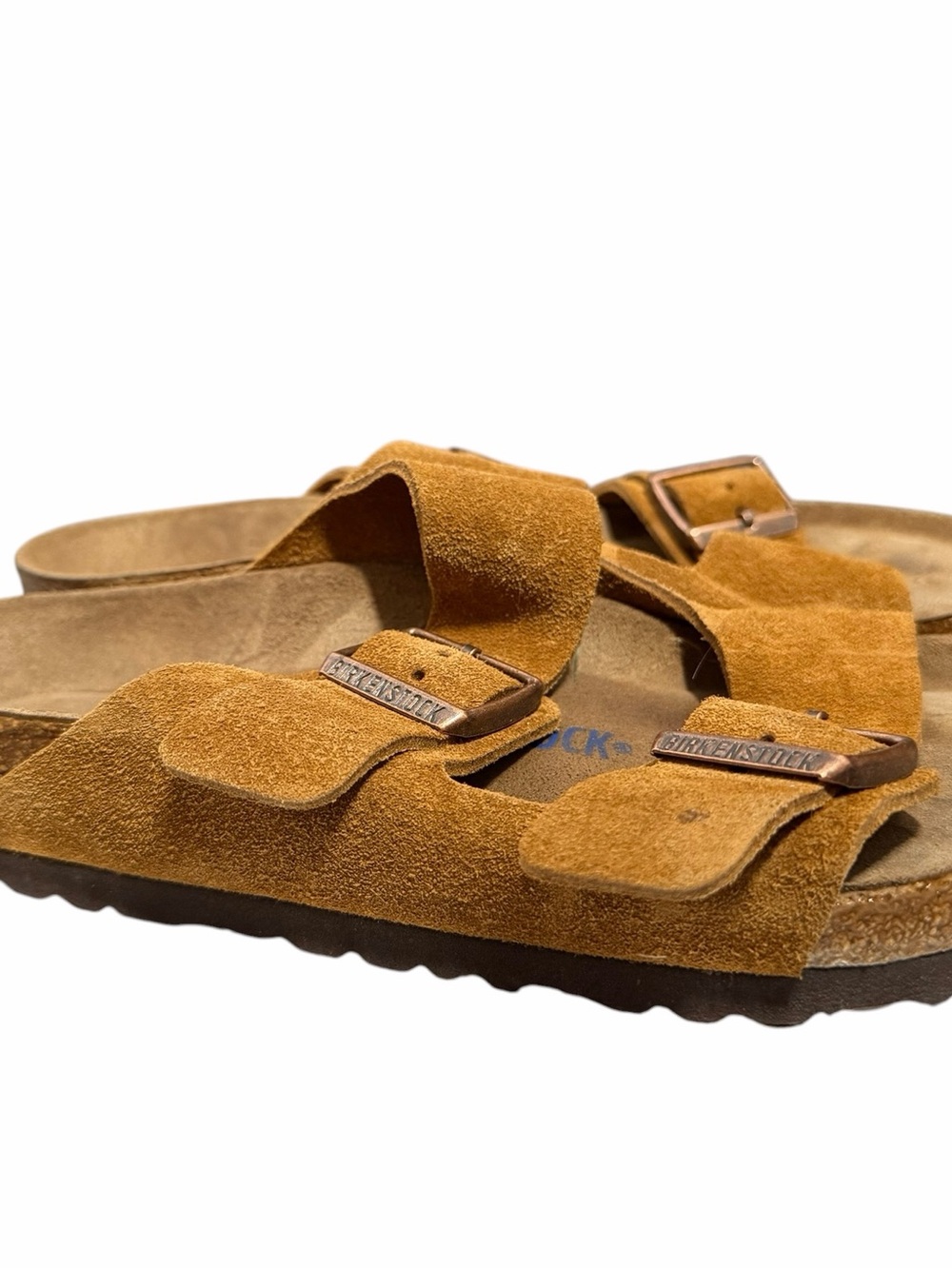 Birkenstock Arizona Soft Footbed Tan Suede Sandals - Picture 11 of 11